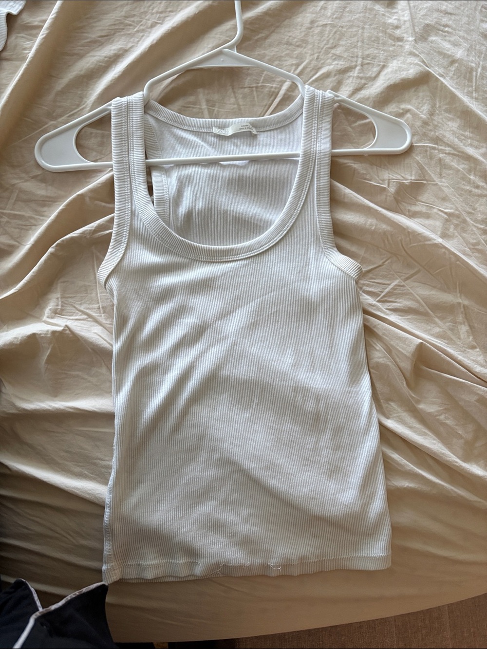 Zara White Ribbed Tank Top